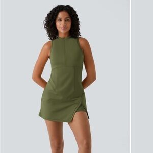 HALARA Olive Green Sleeveless Tennis Dress